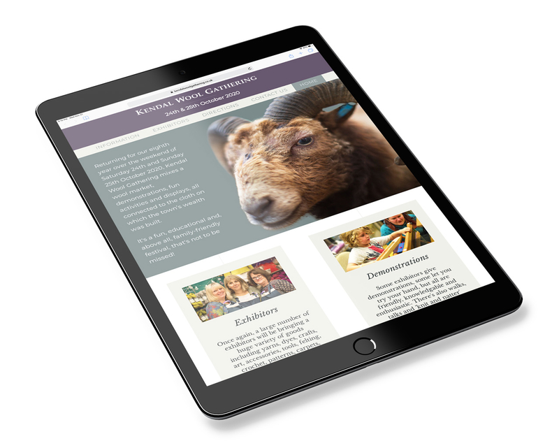 Kendal Wool Gathering website - tablet view