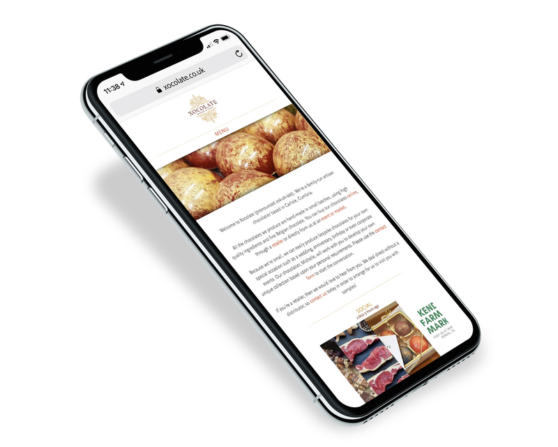 Xocolate website design - mobile